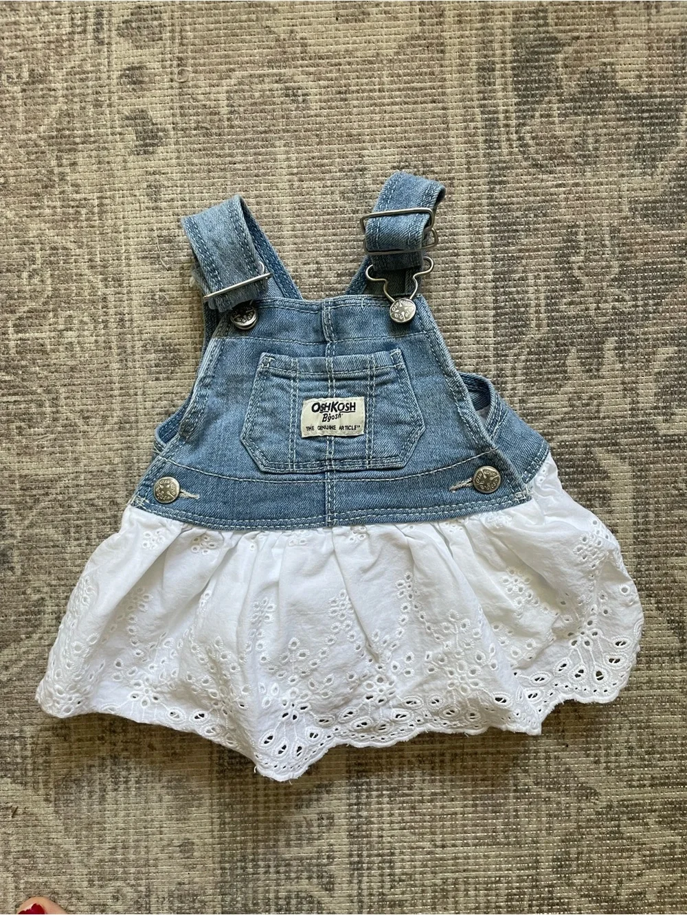 OshKosh B'gosh Denim Bib Overalls with White Eyelet Skirt